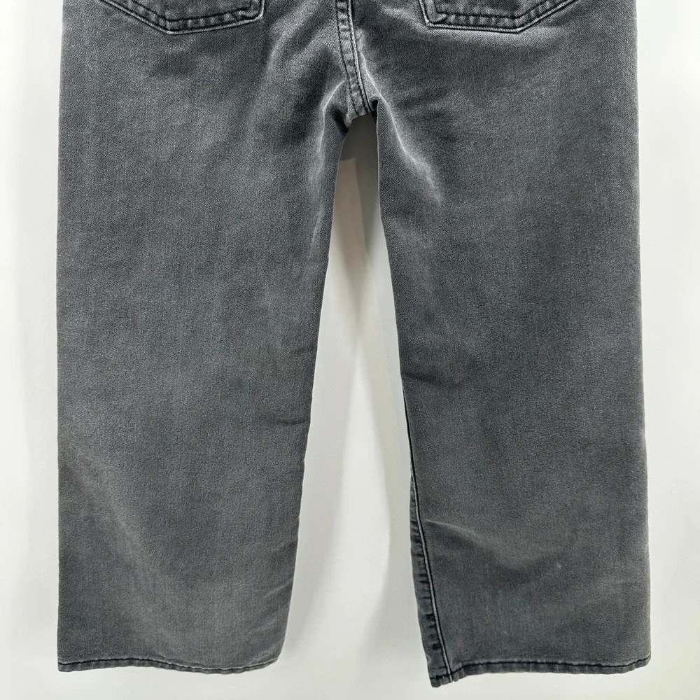 Old Navy Baggy Wide Leg Jeans Girls 10 Black Denim High Rise Built-In Tough‎